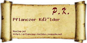 Pflanczer Káldor névjegykártya